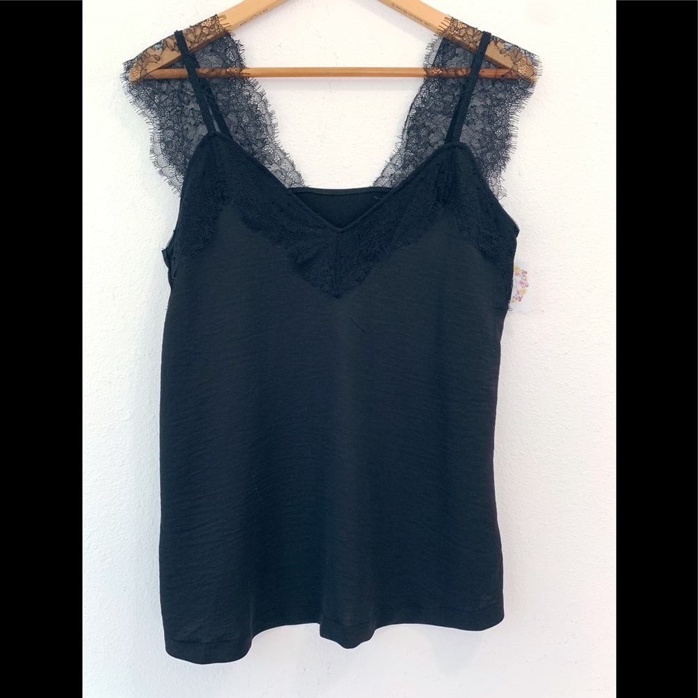 NWT Boutique Black Lace Tank Top Size Small